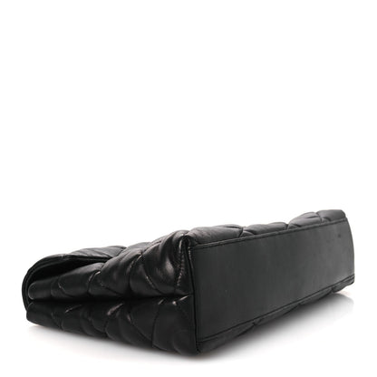 Lambskin Quilted Sade Puffer Envelope Clutch Black