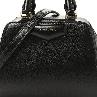 Tumbled Buffalo Nano Antigona Cube Bag Black