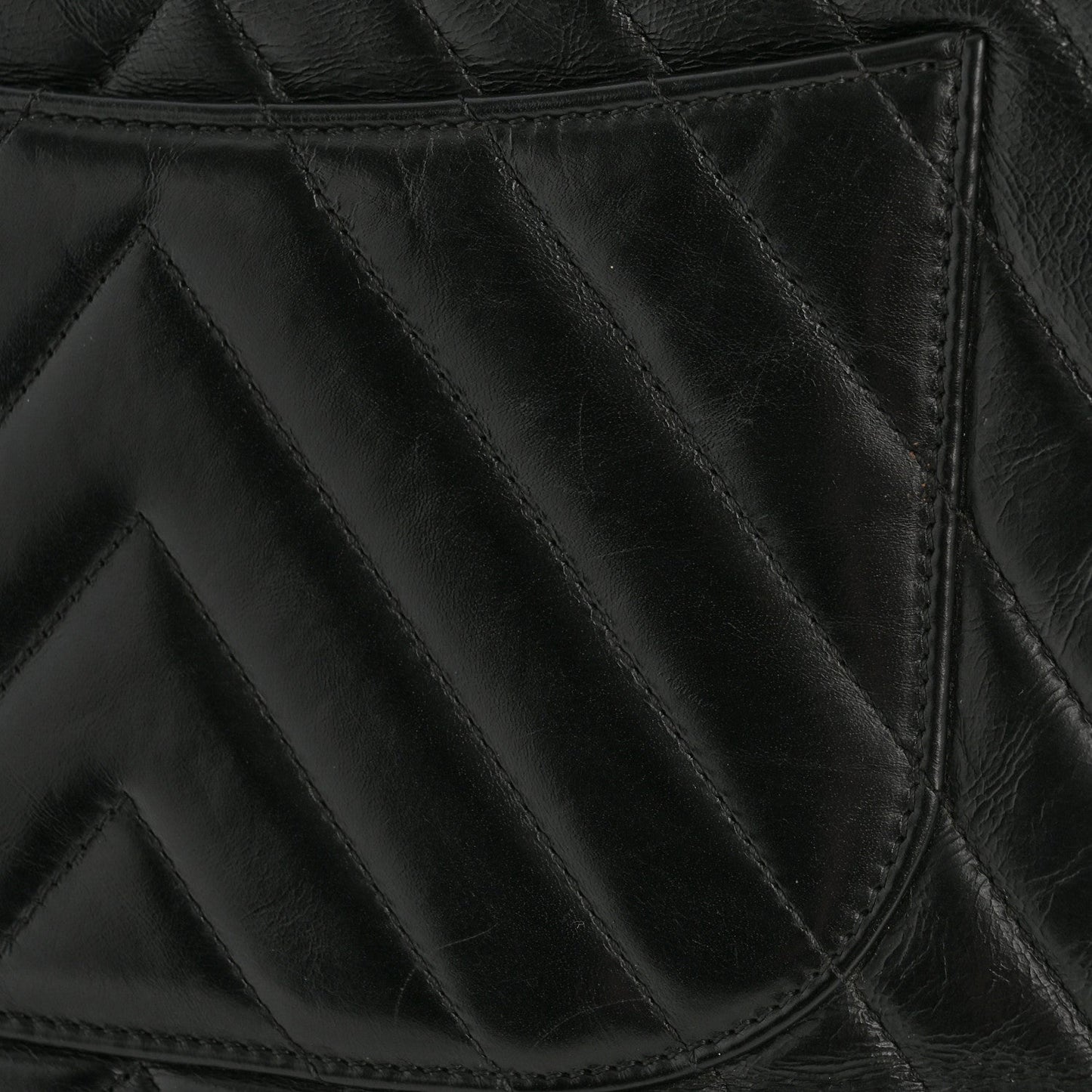 Calfskin Lizard Chevron Quilted Medium Coco Handle Flap Black