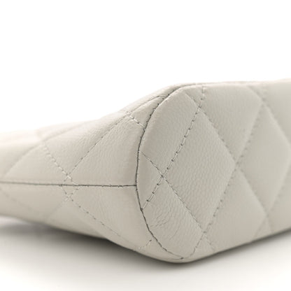 Caviar Quilted Classic Clutch With Chain Light Grey