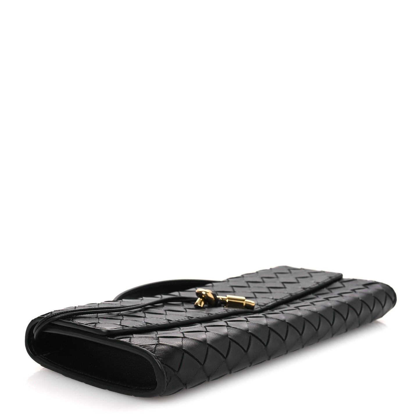 Nappa Intrecciato Long Andiamo Top Handle Clutch Black