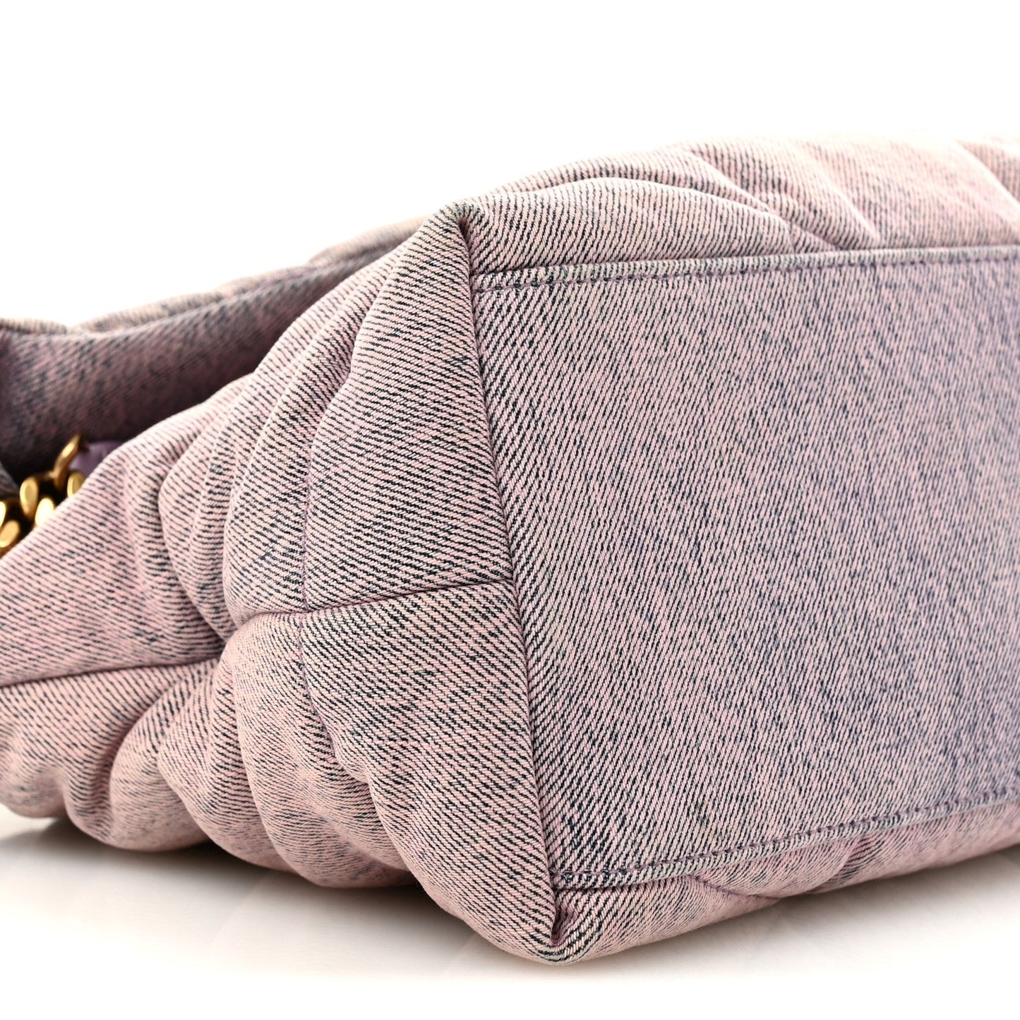 Denim Quilted Medium Loulou Puffer Monogram Chain Satchel Bleached Lilac