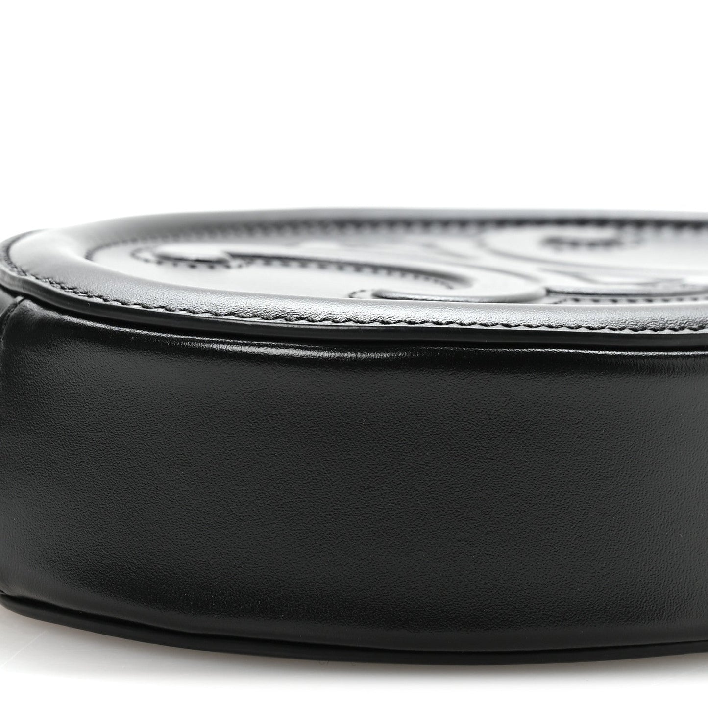 Smooth Calfskin Cuir Small Triomphe Oval Crossbody Purse Black