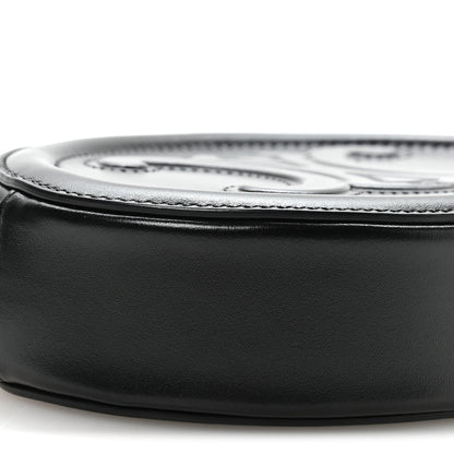 Smooth Calfskin Cuir Small Triomphe Oval Crossbody Purse Black