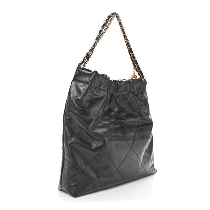 Shiny Calfskin Quilted Chanel 22 Black