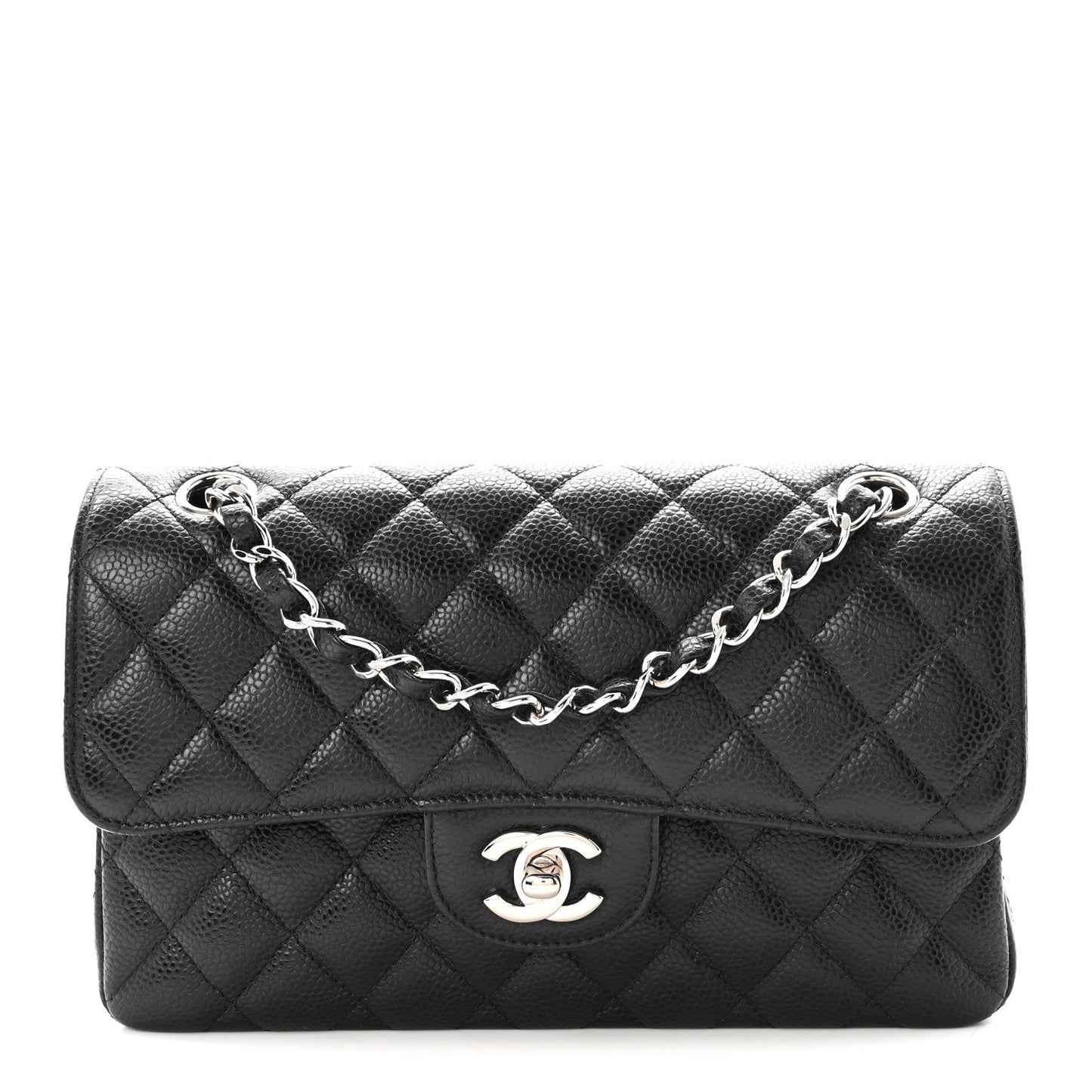 Caviar Quilted Small Double Flap Black