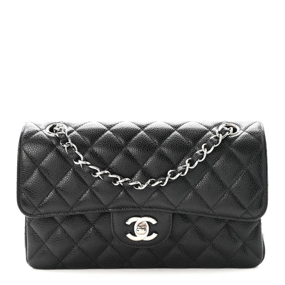 Caviar Quilted Small Double Flap Black