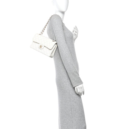 Caviar Quilted Small Double Flap White