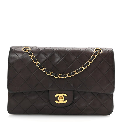 Lambskin Quilted Medium Double Flap Black