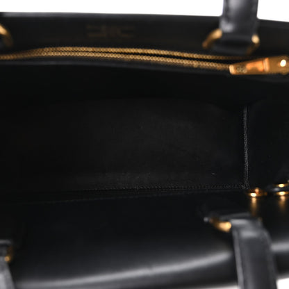 Shiny Box Calfskin Small Money Tote Black