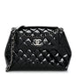 Patent Quilted Large Coco Shine Accordion Flap Black