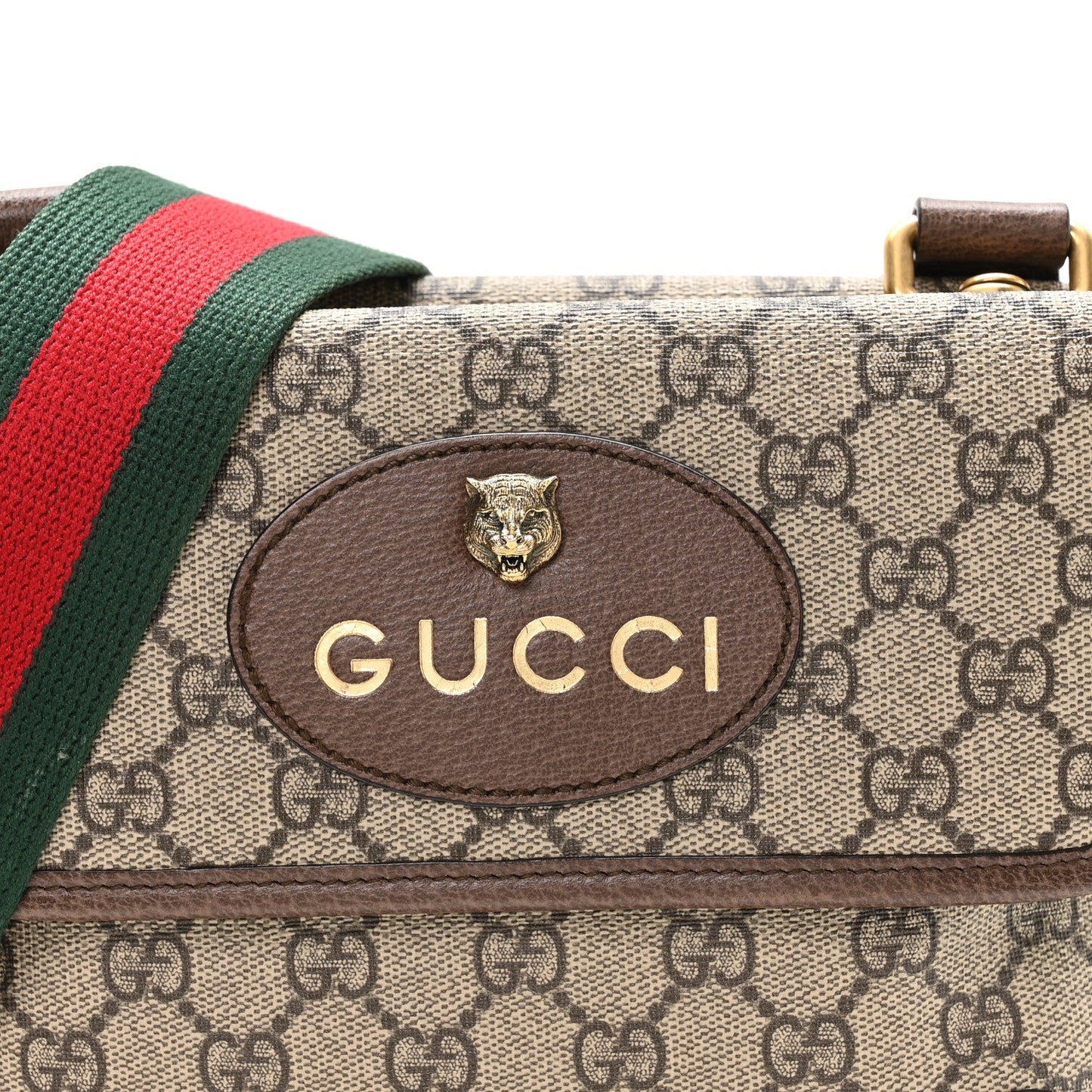 GG Supreme Monogram Web Small Neo Vintage Double Flap Messenger Bag Beige New Acero