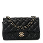Lambskin Quilted Mini Rectangular Flap Black