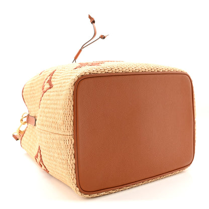 Raffia Calfskin Monogram Neonoe MM Tan
