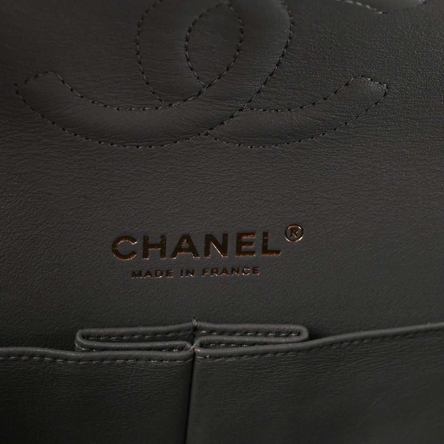 Caviar Quilted Medium Double Flap Grey