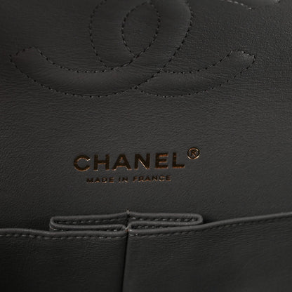 Caviar Quilted Medium Double Flap Grey