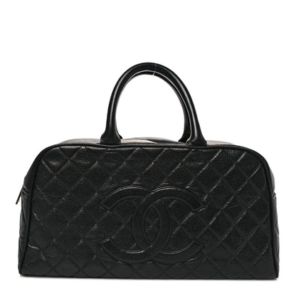Caviar Quilted Large Bowler Black