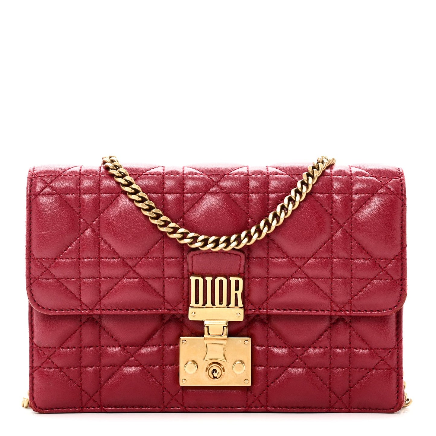 Lambskin Cannage Dioraddict Wallet On Chain Clutch Fuchsia