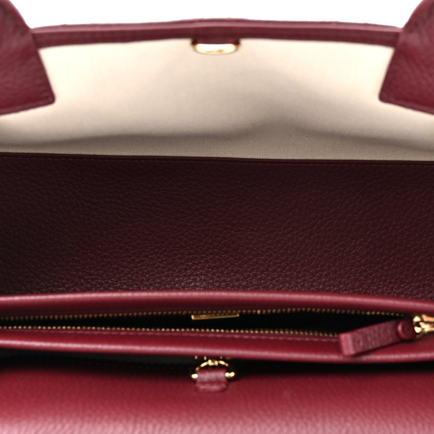 Grained Calfskin Stitched Urban Essentials Small Shopping Bag Burgundy
