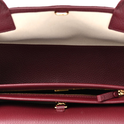 Grained Calfskin Stitched Urban Essentials Small Shopping Bag Burgundy