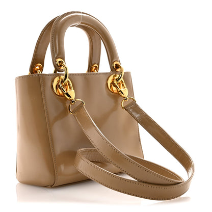 Patent Mini Lady Dior Beige
