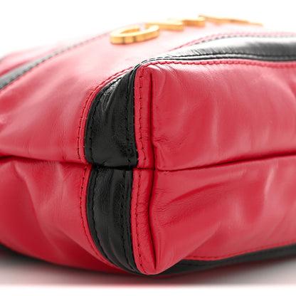 Shiny Calfskin Striped Mini Chanel 22 Red Black