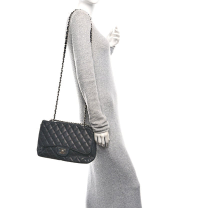 Caviar Quilted Jumbo Single Flap Black