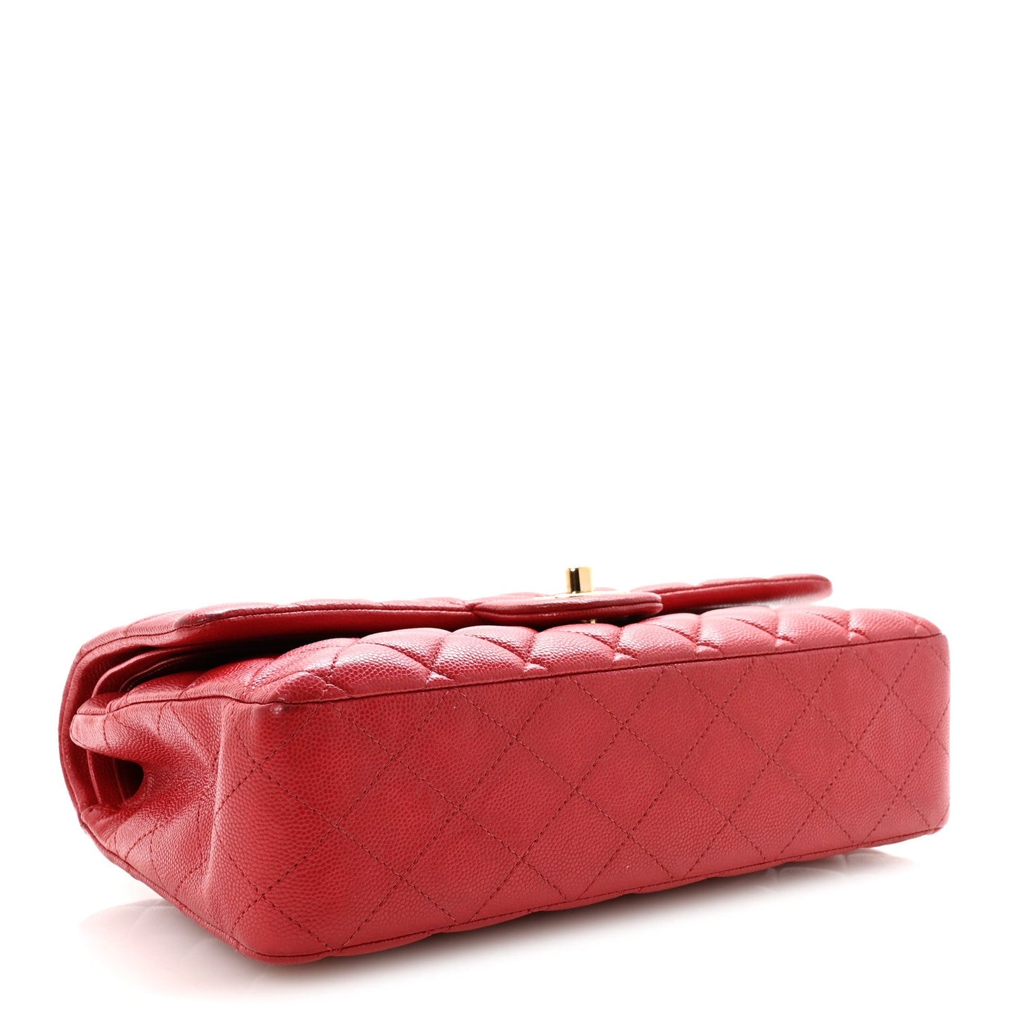 Caviar Quilted Medium Double Flap Red