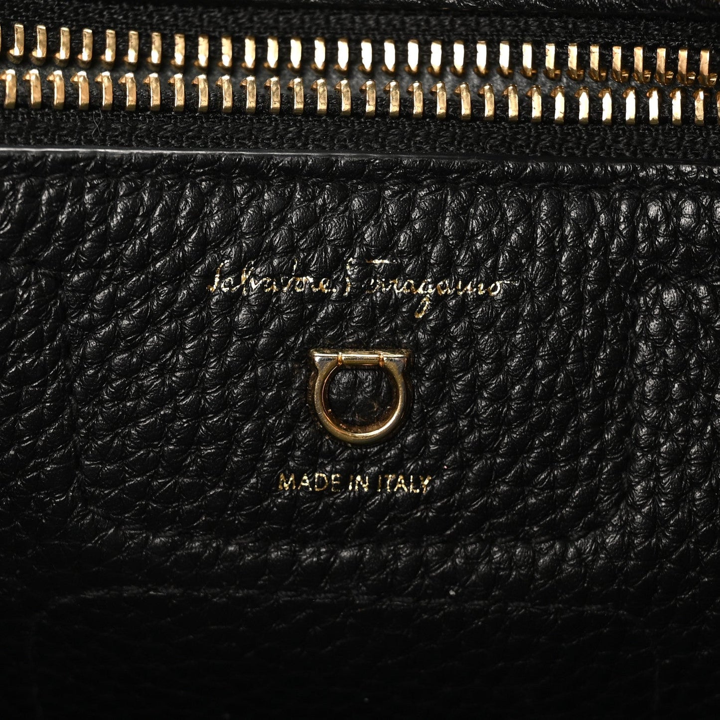 Hammered Calfskin Double Handle Small Amy Tote Black