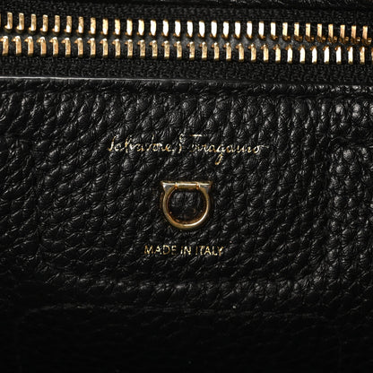 Hammered Calfskin Double Handle Small Amy Tote Black