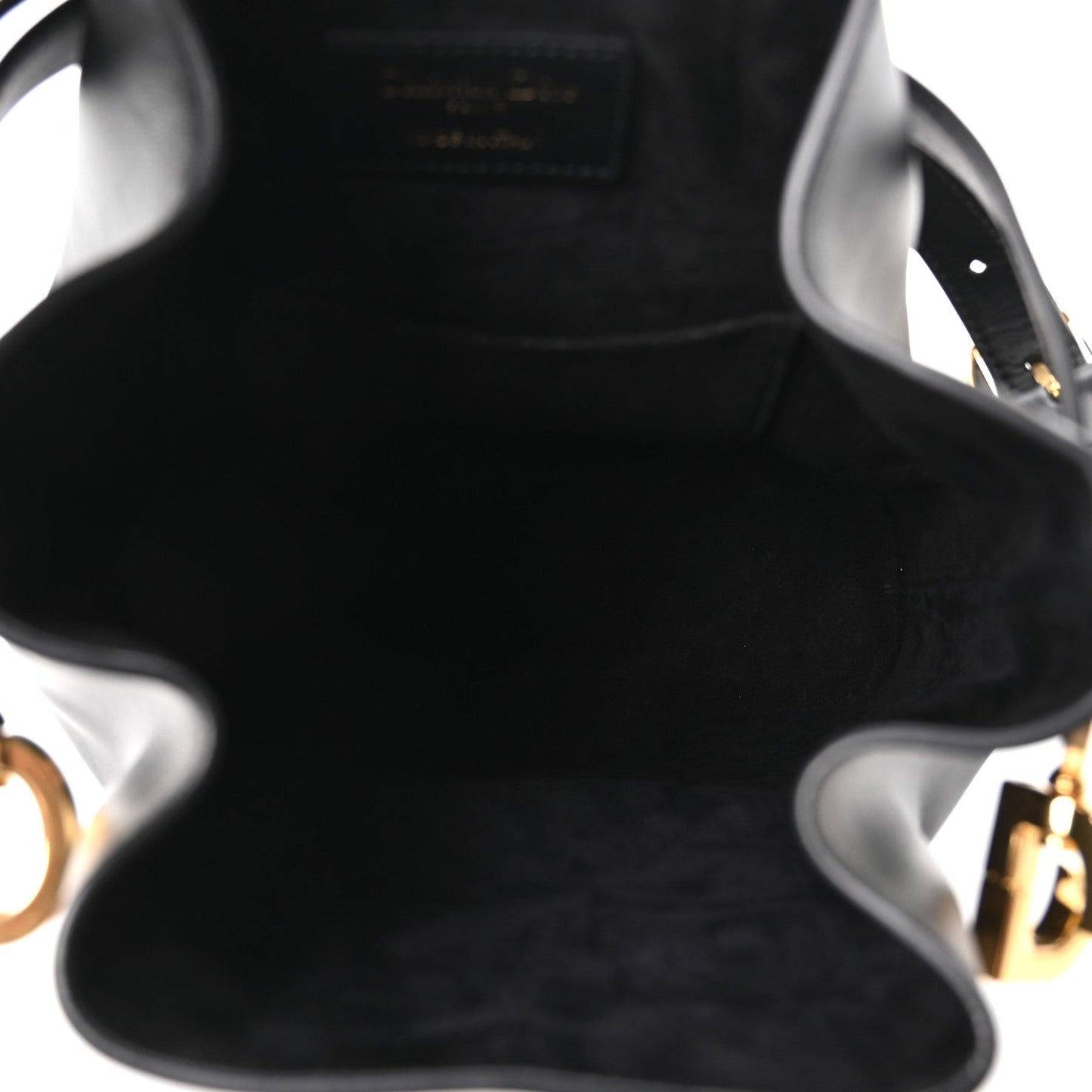 Calfskin CD Embossed Medium C'est Chain Bucket Bag Black