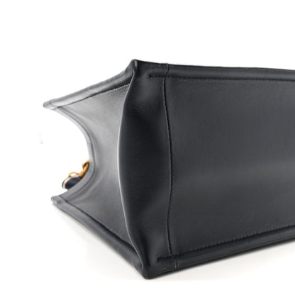 Oblique Calfskin Small Book Tote With Strap Blue Multicolor