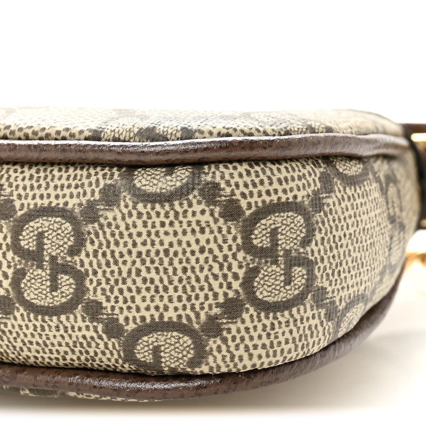 GG Supreme Monogram Textured Dollar Calfskin Mini Ophidia Chain Bag Beige Ebony