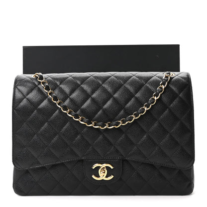 Caviar Quilted Maxi Double Flap Black