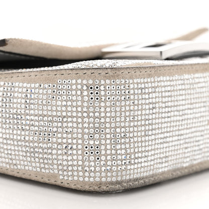 Crystal Vitello Laminato FF Mini Baguette Crystal Argento