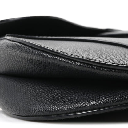 Grained Calfskin Saddle Bag Black
