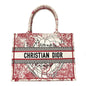 Canvas Embroidered Medium Dioramour D-Royaume Book Tote Red Multicolor