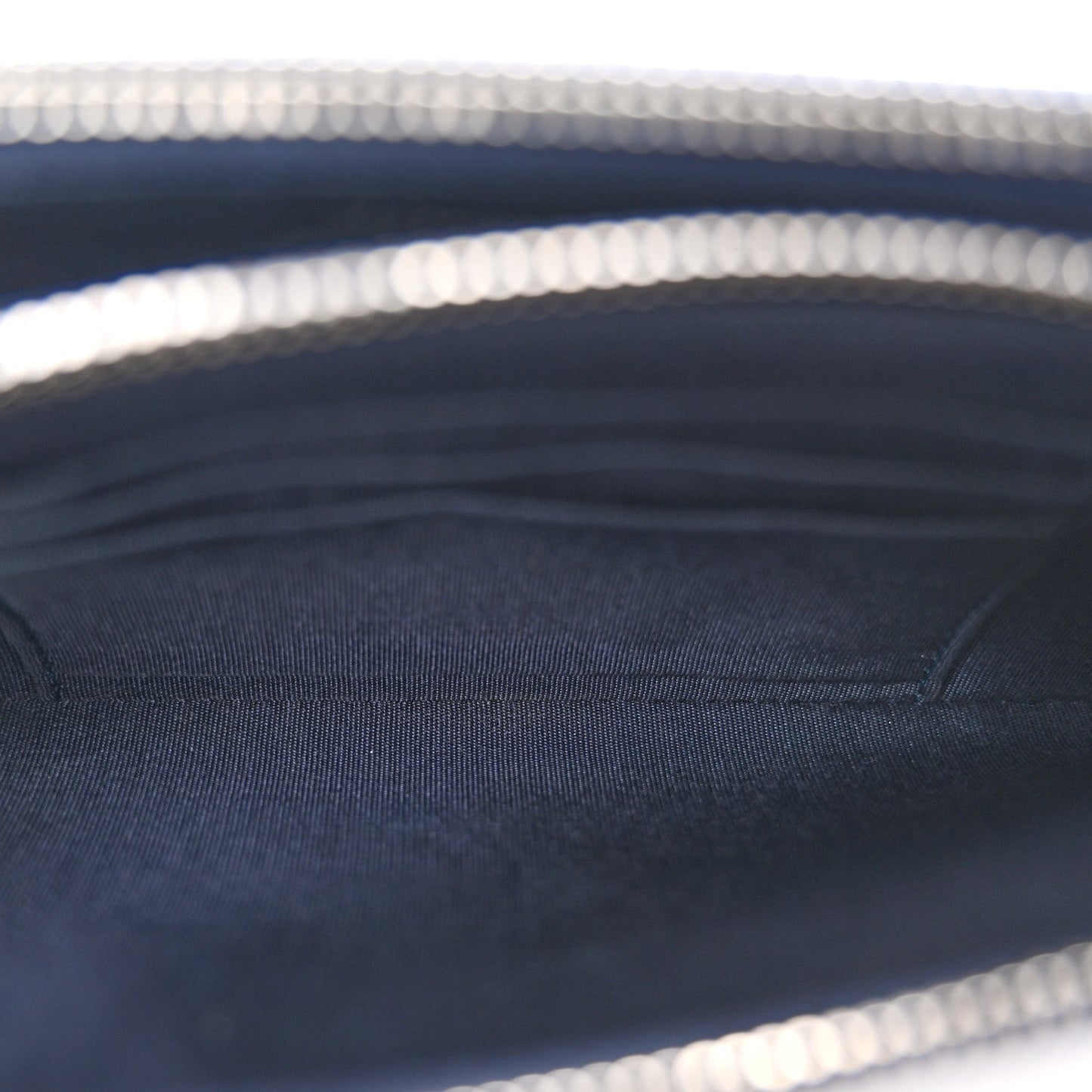 Metallic Caviar Quilted Small Boy Clutch With Chain Navy