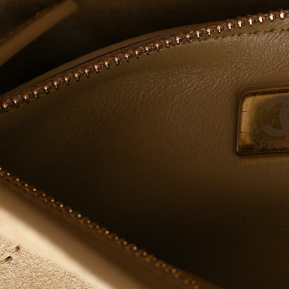 Suede Calfskin Small Souplissimo Maxi Flap Dark Beige