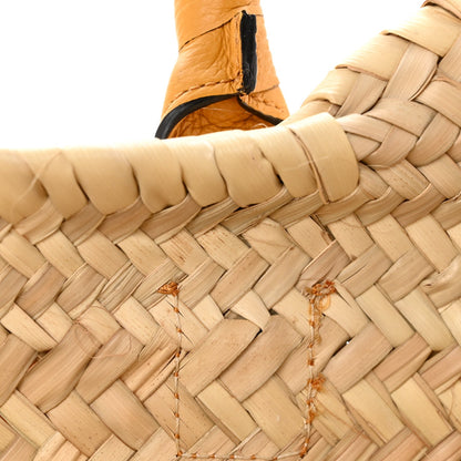 Raffia Small Grain Calfskin Medium Marcie Basket Yellow
