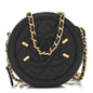 Caviar Quilted Round Filigree Crossbody Black