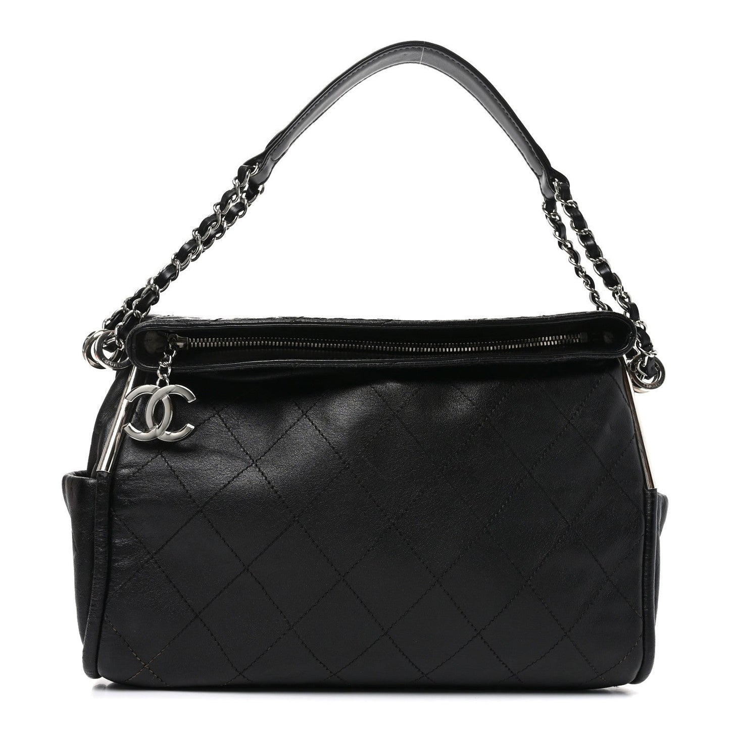 Lambskin Stitched Medium Ultimate Soft Tote Black