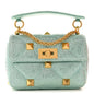 Crystal Suede Small Roman Stud Shoulder Bag Green