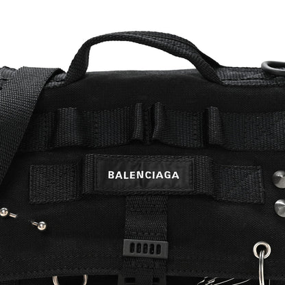 Canvas Pierced Army Messenger Bag Black