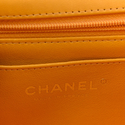 Lambskin Quilted Mini Top Handle Rectangular Flap Yellow