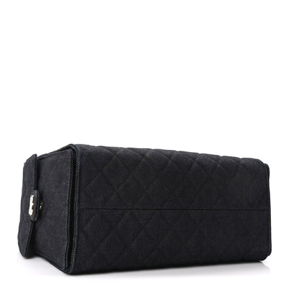 Denim Quilted Medium Chanel 25 Handbag Dark Blue
