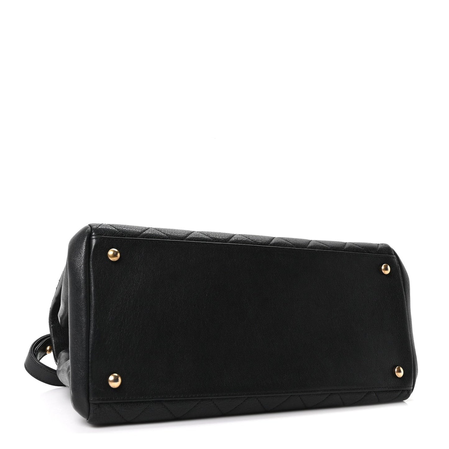 Shiny Sheepskin Quilted Large Trapezio Flap Black