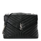 Calfskin Y Quilted Monogram Large Loulou Chain Satchel Black