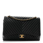 Lambskin Chevron Quilted Maxi Double Flap Black