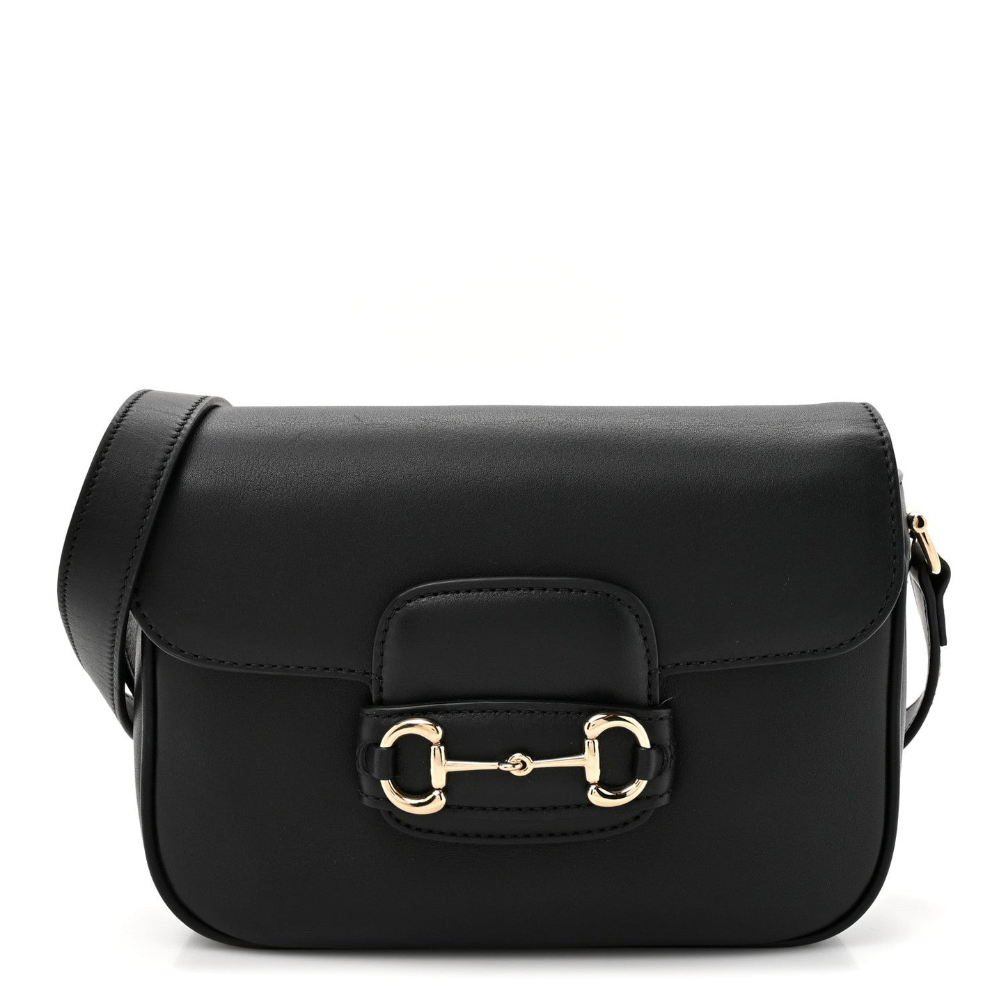 Arabella Calfskin Horsebit 1955 Soft Small Shoulder Bag Black